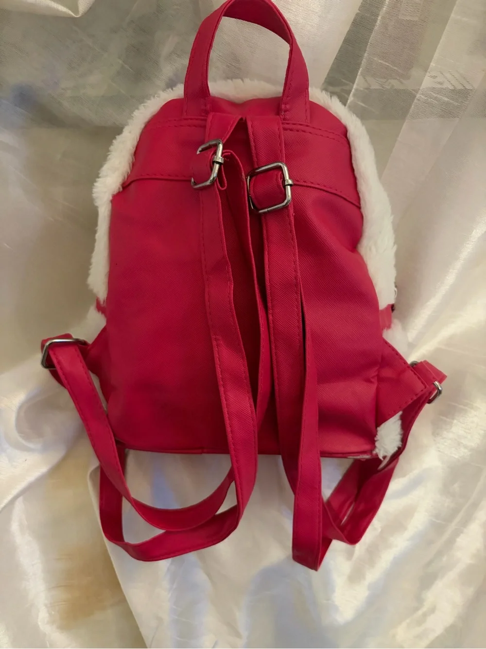 Hello Kitty White Plush Mini Backpack with Pink Trim